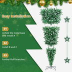 Gymax 7.5FT Pre-Lit Snowy Inverted Christmas Tree Artificial Tree w/ 400 LED Lights