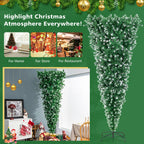 Gymax 7.5FT Pre-Lit Snowy Inverted Christmas Tree Artificial Tree w/ 400 LED Lights
