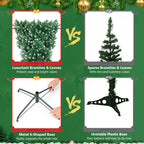 Gymax 7.5FT Pre-Lit Snowy Inverted Christmas Tree Artificial Tree w/ 400 LED Lights