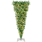 Gymax 7.5FT Pre-Lit Snowy Inverted Christmas Tree Artificial Tree w/ 400 LED Lights
