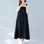 Women Solid Color Casual Summer Sleeveless Dress