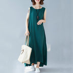 Women Solid Color Casual Summer Sleeveless Dress