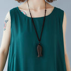 Women Solid Color Casual Summer Sleeveless Dress