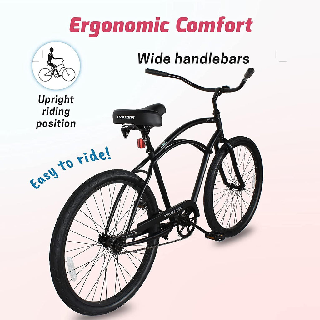 TRACER ACE&amp;BORA Lightweight Beach Cruiser Bike for Adult,26 Inch Wheels,Featuring Steel Step-Over Step Through Steel Frame,Single Speed,Coaster Brake,Hybrid Bike,Complete Cruiser Bikes,Multiple Colors