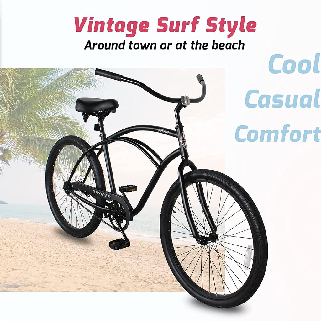 TRACER ACE&amp;BORA Lightweight Beach Cruiser Bike for Adult,26 Inch Wheels,Featuring Steel Step-Over Step Through Steel Frame,Single Speed,Coaster Brake,Hybrid Bike,Complete Cruiser Bikes,Multiple Colors