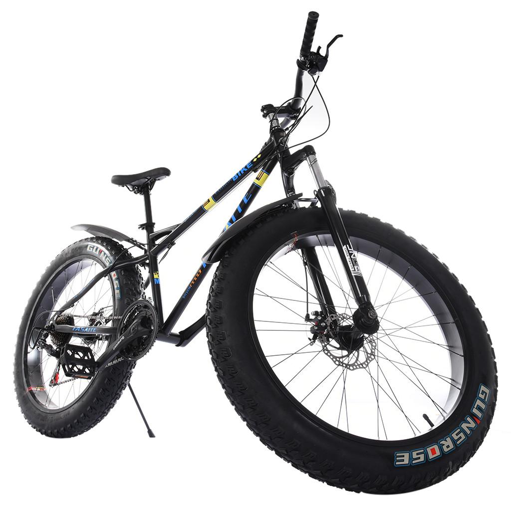 Hotwon 26-inch Fat Tire Mountain Bike 21-Speed Bicycle High-Tensile Steel Frame