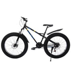 Hotwon 26-inch Fat Tire Mountain Bike 21-Speed Bicycle High-Tensile Steel Frame