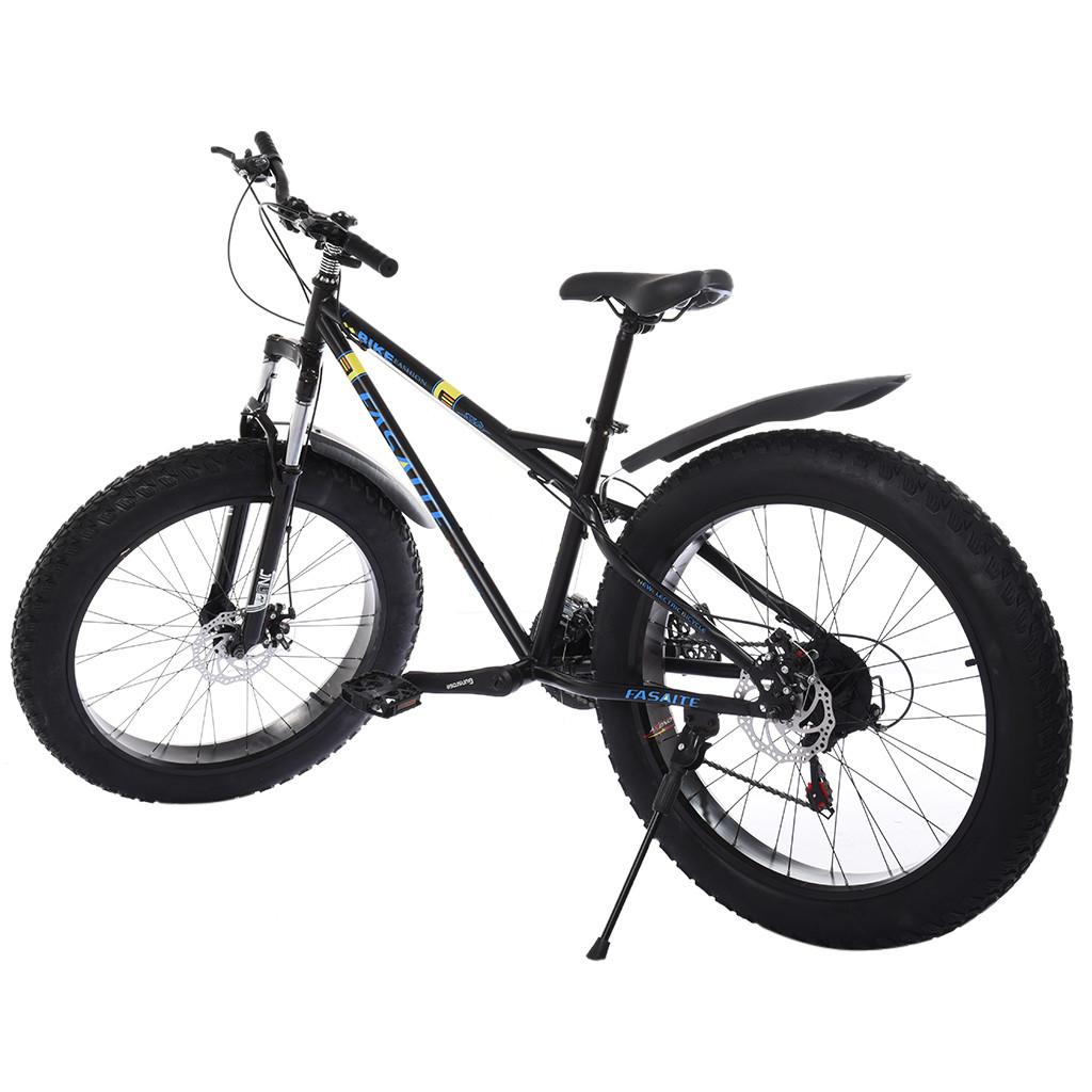 Hotwon 26-inch Fat Tire Mountain Bike 21-Speed Bicycle High-Tensile Steel Frame