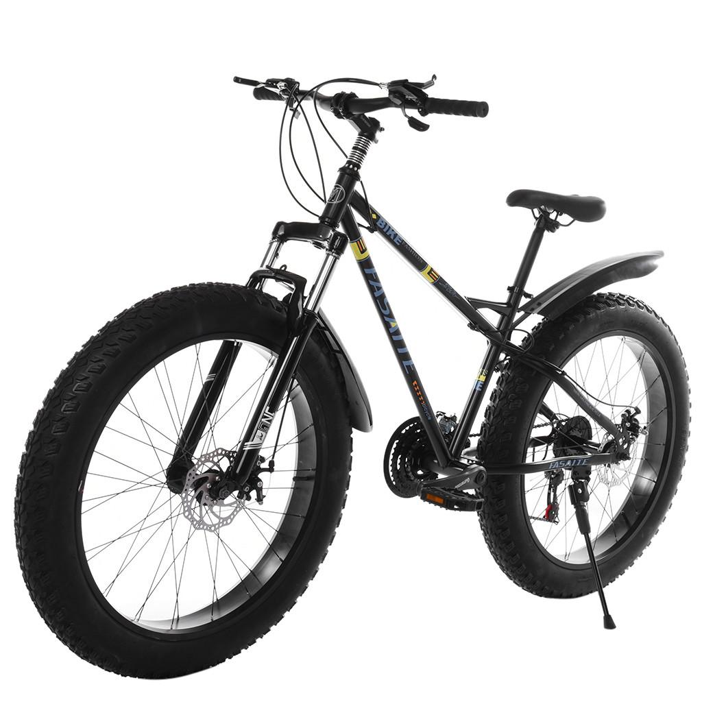 Hotwon 26-inch Fat Tire Mountain Bike 21-Speed Bicycle High-Tensile Steel Frame