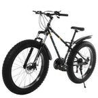 Hotwon 26-inch Fat Tire Mountain Bike 21-Speed Bicycle High-Tensile Steel Frame