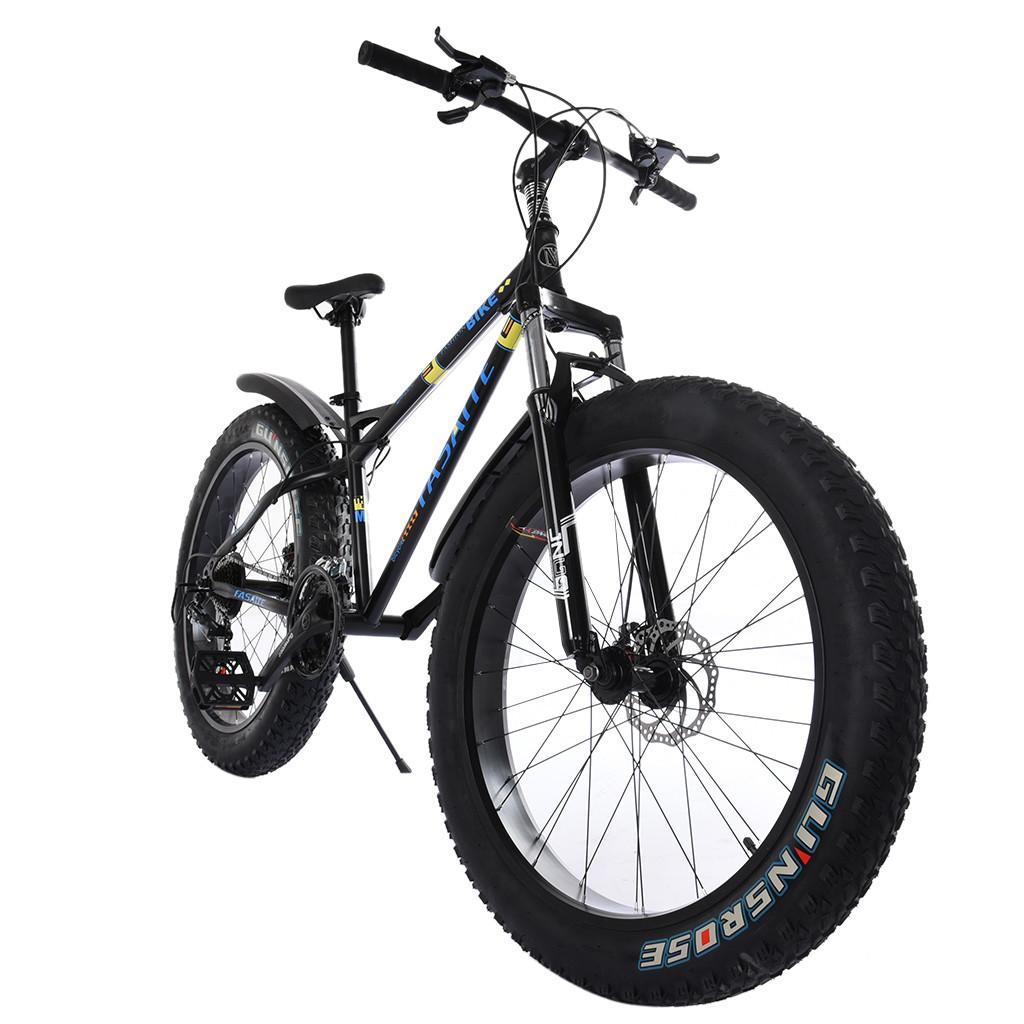 Hotwon 26-inch Fat Tire Mountain Bike 21-Speed Bicycle High-Tensile Steel Frame