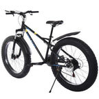 Hotwon 26-inch Fat Tire Mountain Bike 21-Speed Bicycle High-Tensile Steel Frame