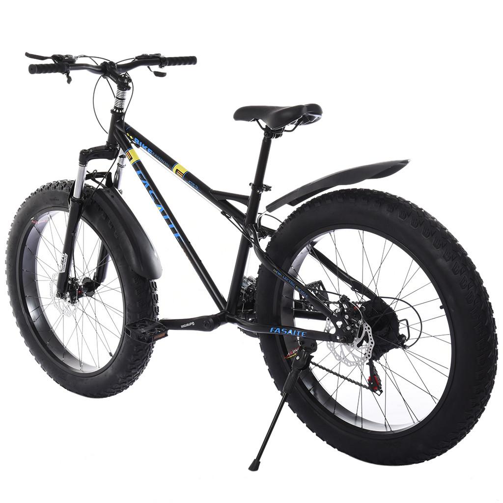 Hotwon 26-inch Fat Tire Mountain Bike 21-Speed Bicycle High-Tensile Steel Frame
