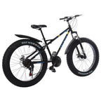 Hotwon 26-inch Fat Tire Mountain Bike 21-Speed Bicycle High-Tensile Steel Frame