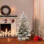Puleo International Aspen Fir 4.5 ft. Pre-Lit Flocked Artificial Christmas Tree