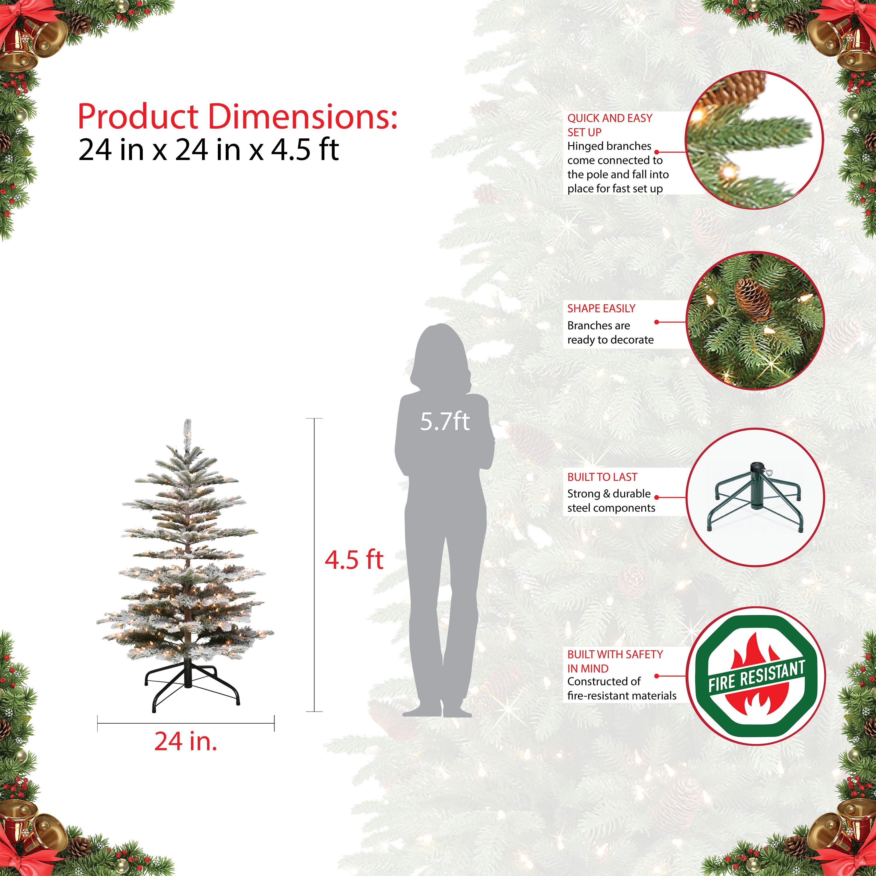 Puleo International Aspen Fir 4.5 ft. Pre-Lit Flocked Artificial Christmas Tree