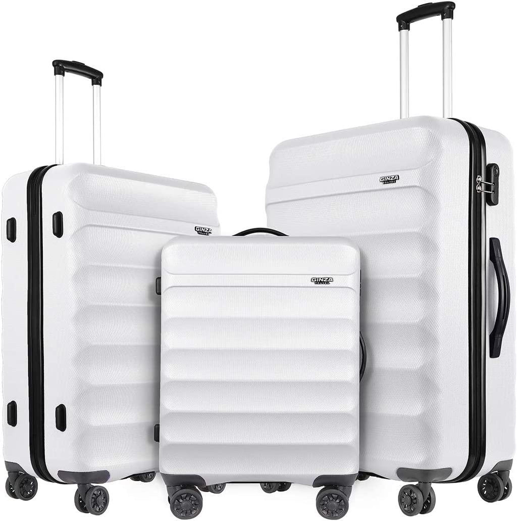Anti-scratch ABS Material Luggage 3 Piece Sets Lightweight Spinner white luggage set (20in 24in 28in)