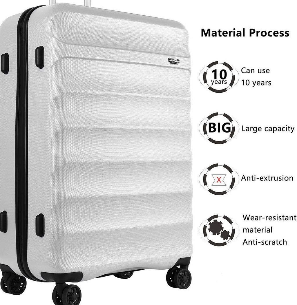 Anti-scratch ABS Material Luggage 3 Piece Sets Lightweight Spinner white luggage set (20in 24in 28in)