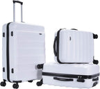 Anti-scratch ABS Material Luggage 3 Piece Sets Lightweight Spinner white luggage set (20in 24in 28in)