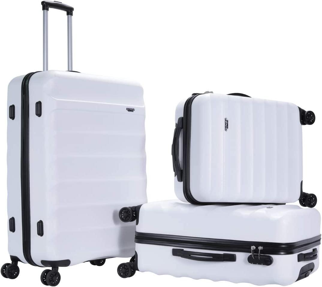 Anti-scratch ABS Material Luggage 3 Piece Sets Lightweight Spinner white luggage set (20in 24in 28in)