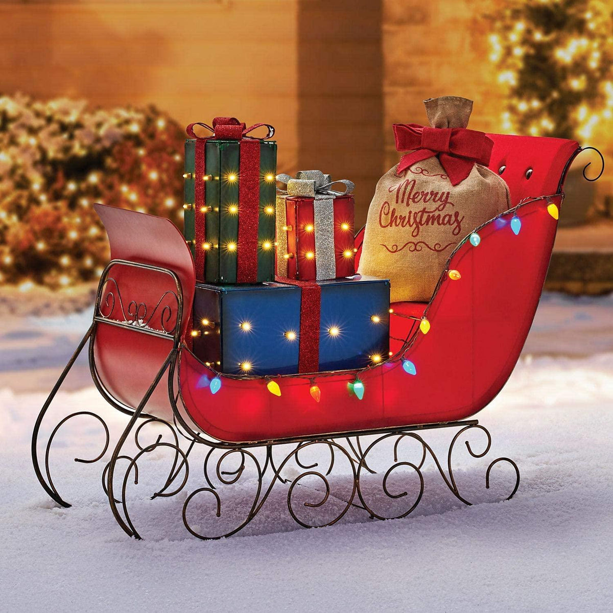 Everstar Pre-Lit LED Christmas Holiday Lighted  54"  Sleigh with Presents