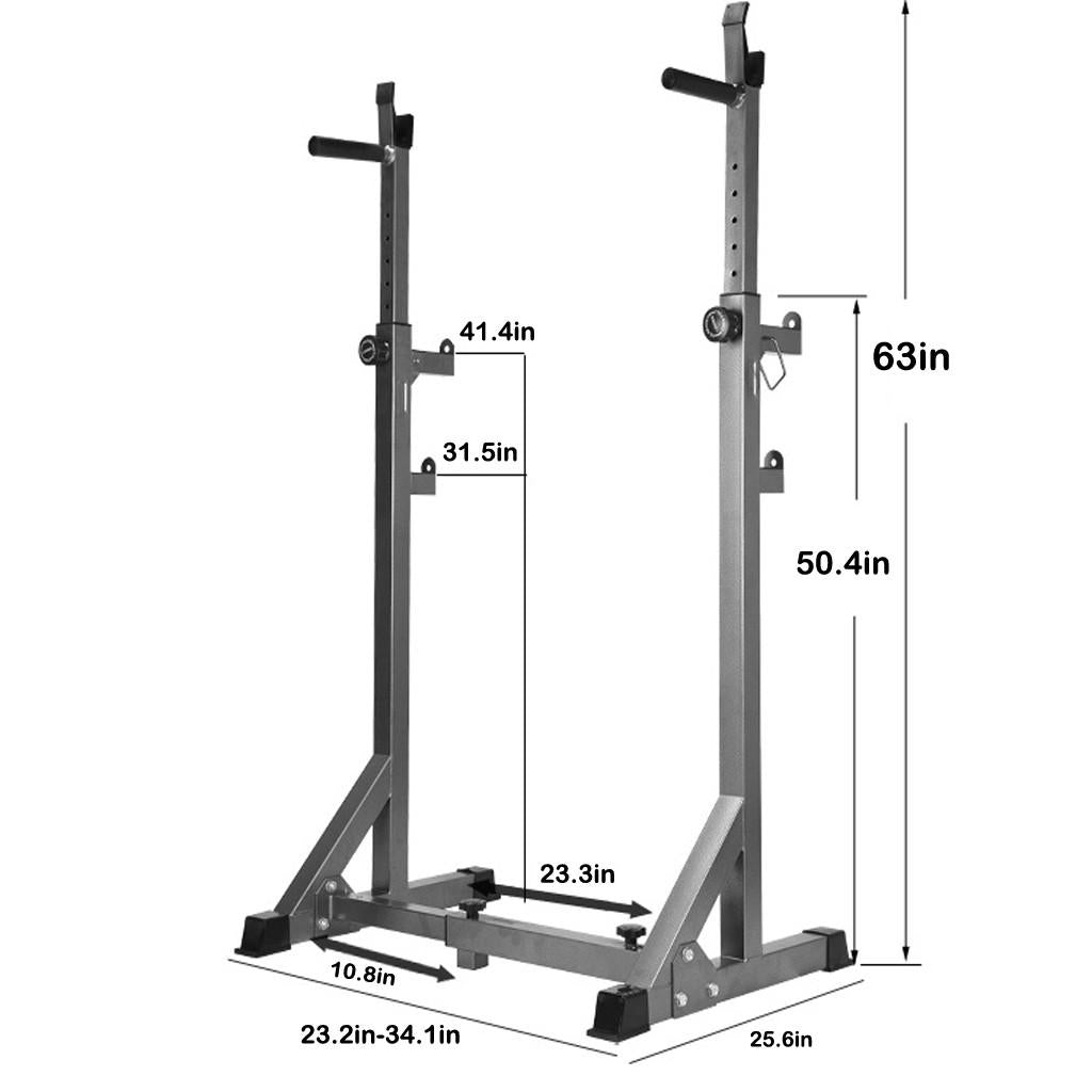 Adjustable Barbell Rack Weight Lifting Bench Press Squat Rack Pull-Up Bar Gym