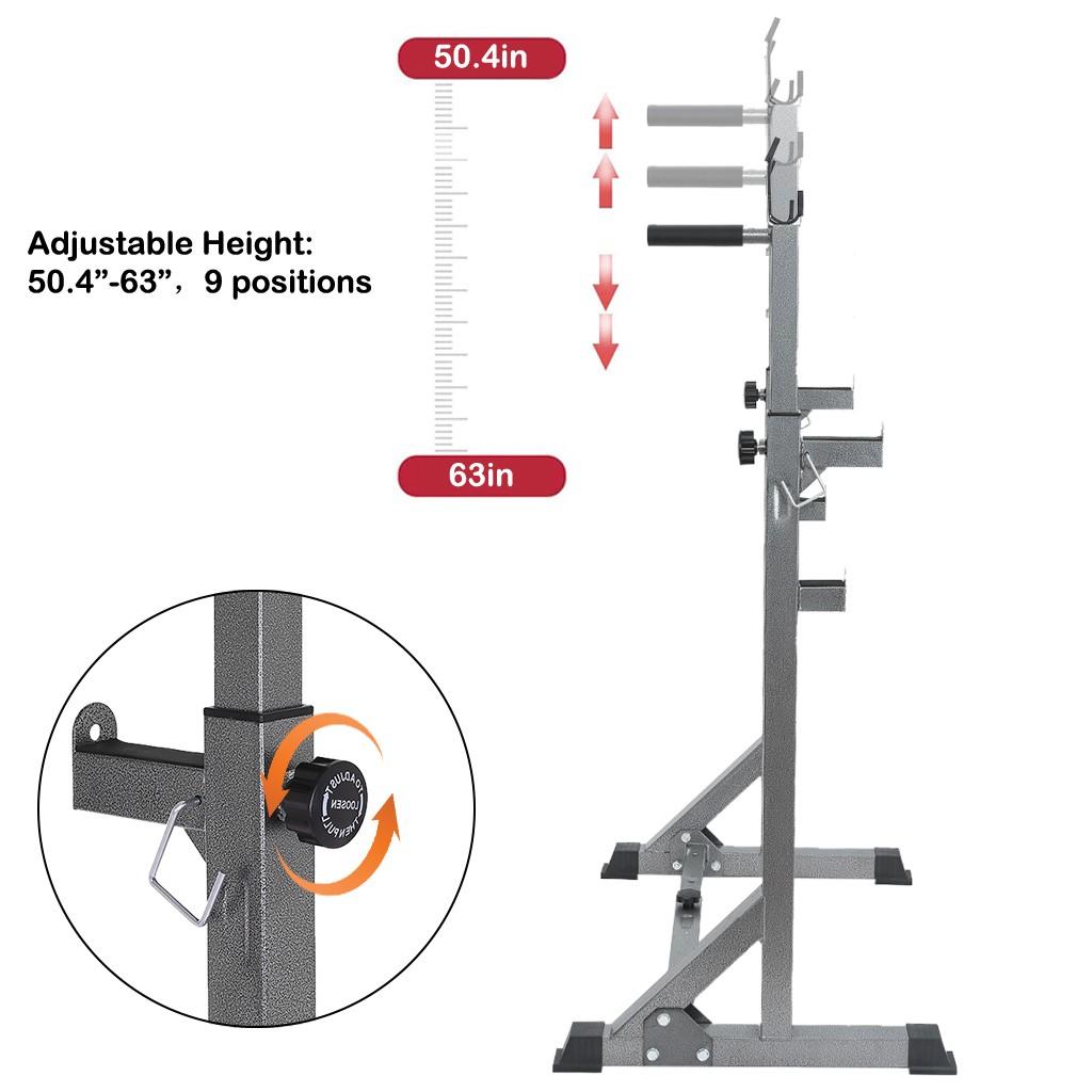 Adjustable Barbell Rack Weight Lifting Bench Press Squat Rack Pull-Up Bar Gym