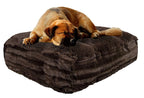 BESSIE AND BARNIE Grizzly Bear/Godiva Brown Ultra Plush  Fur Luxury Shag Durable Sicilian Rectangle Pet/Dog Bed