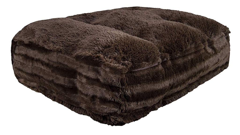 BESSIE AND BARNIE Grizzly Bear/Godiva Brown Ultra Plush  Fur Luxury Shag Durable Sicilian Rectangle Pet/Dog Bed