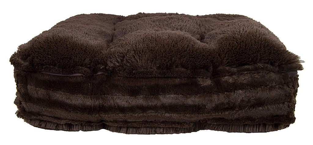 BESSIE AND BARNIE Grizzly Bear/Godiva Brown Ultra Plush  Fur Luxury Shag Durable Sicilian Rectangle Pet/Dog Bed