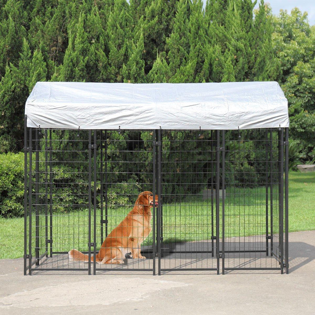 JAXPETY LarDog Uptown Welded Wire Kennel Outdoor Pen Outside Exercise Crate Pet Wire Caw/Roof