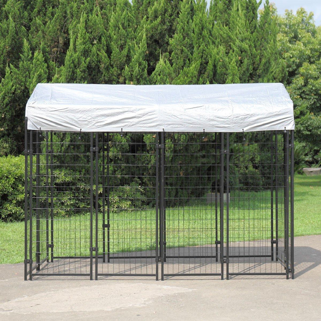 JAXPETY LarDog Uptown Welded Wire Kennel Outdoor Pen Outside Exercise Crate Pet Wire Caw/Roof