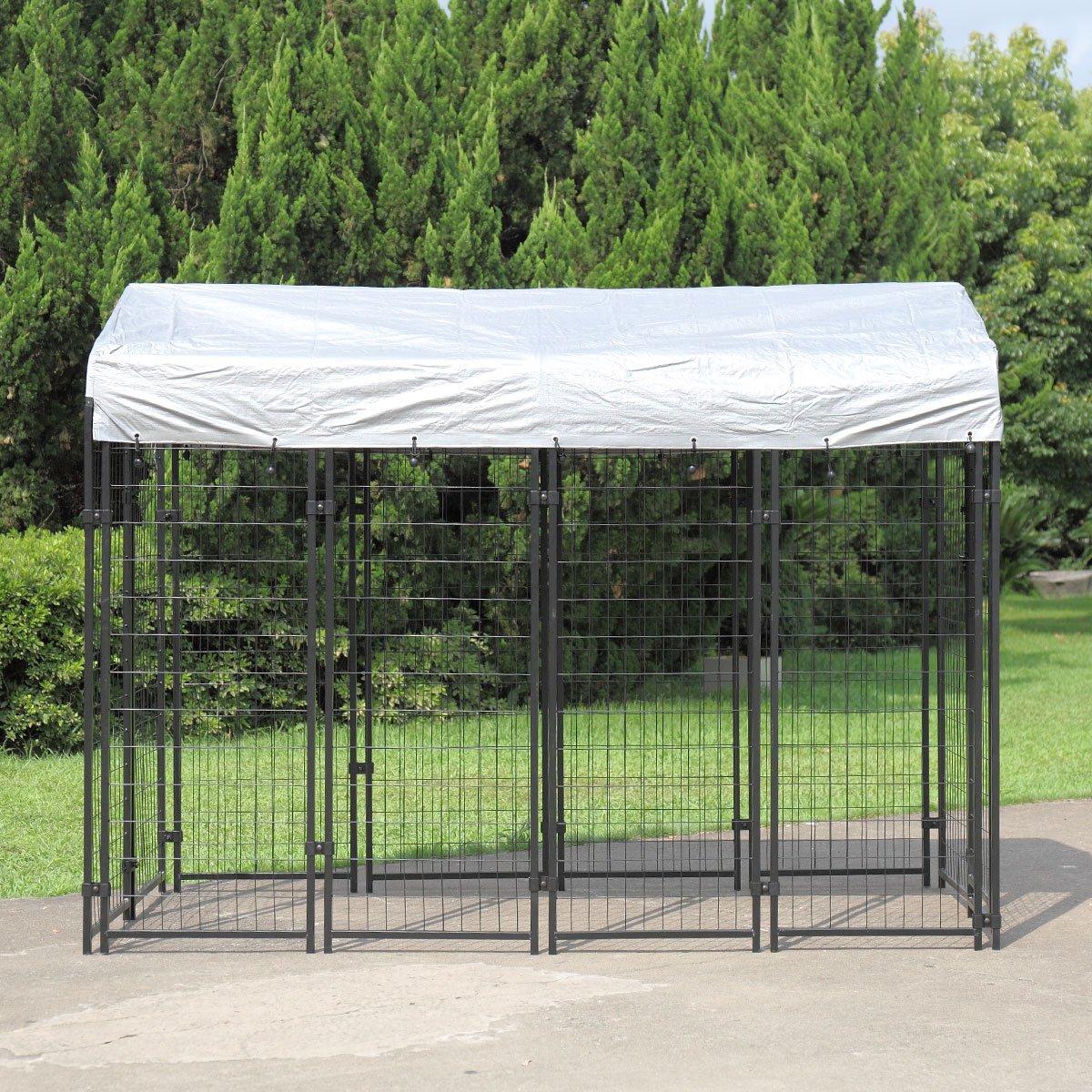 JAXPETY LarDog Uptown Welded Wire Kennel Outdoor Pen Outside Exercise Crate Pet Wire Caw/Roof