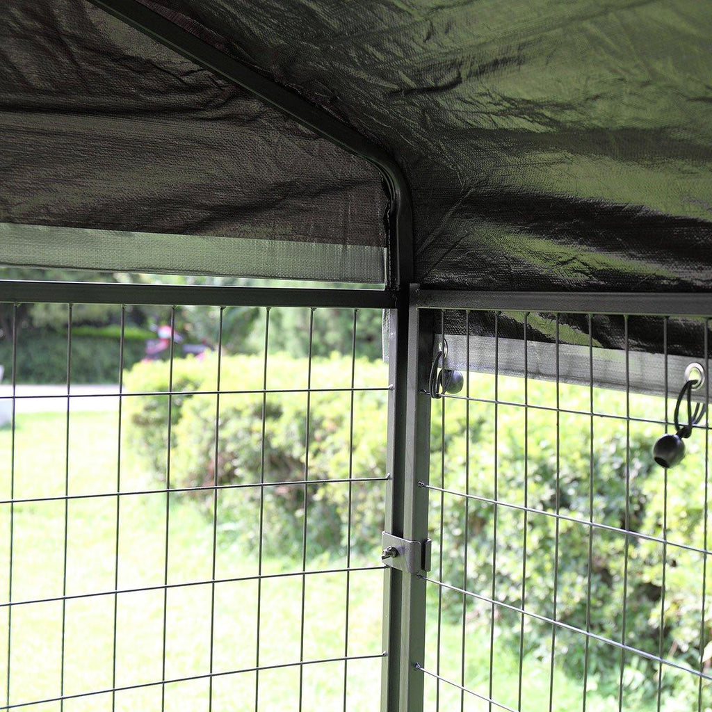 COZIWOW 94'' Dog Pet Kennel CaCrate with Roof and Top Canopy, Weatherproof, Black