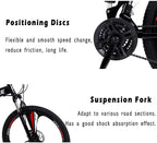 Folding Mountain Bike 24 Inch High-Carbon Steel Mountain Bike with 21 Speed Dual Disc Brakes Full Suspension Non-Slip Lightweight Trail Bike for Cycling MTB Bicycle
