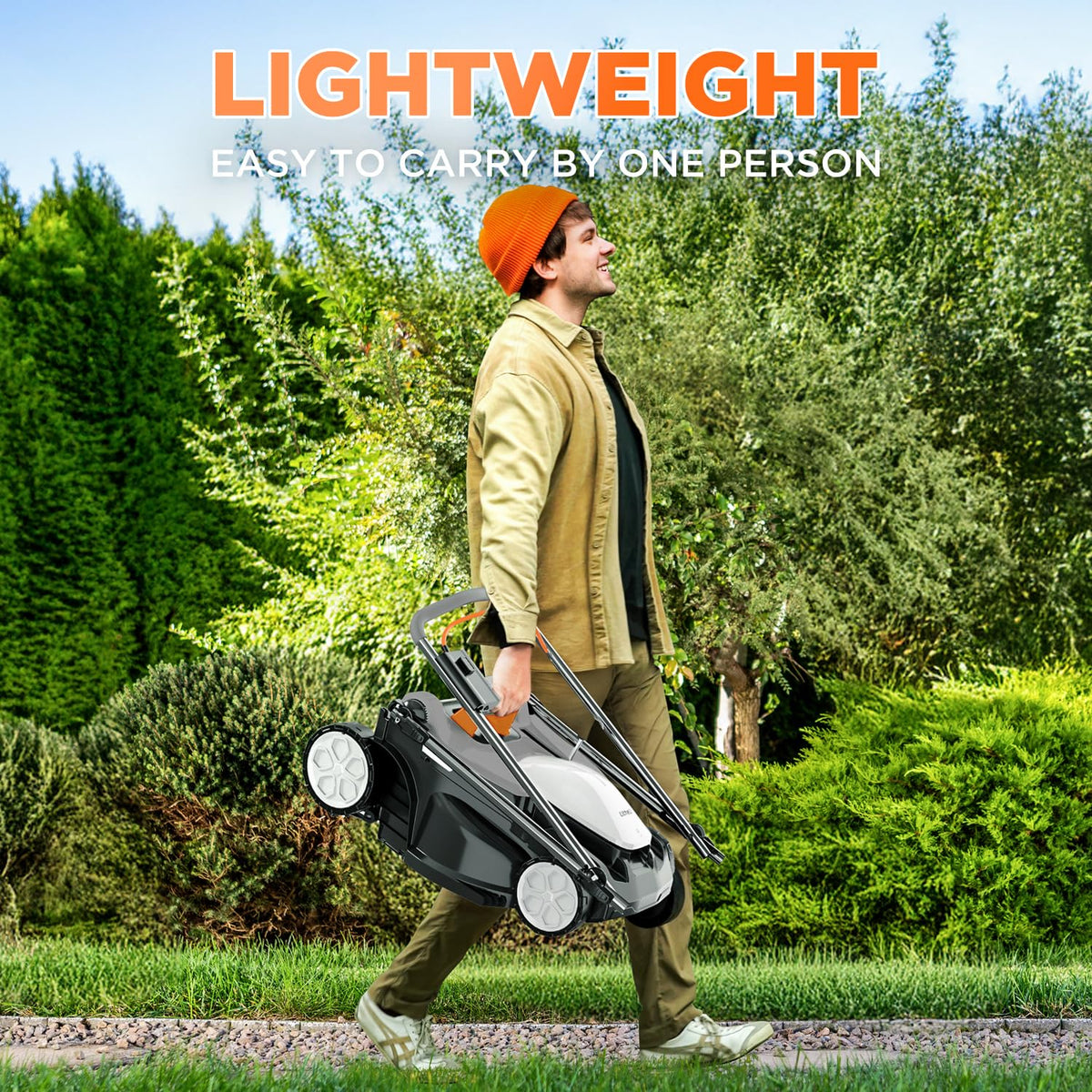 16 Inch Lawn Mower 2x20V Electric Coreless Lawn Mower Lightweight Push Mower with 6-Position Height Adjustment, 2 x 4.0Ah Battery Include.