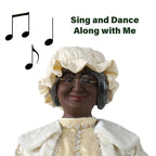 58 in. Christmas African American Dancing Mrs. Claus with Gift and Basket