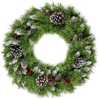 UMfun Christmas Decorations 4-Piece Set, Pre-Lit Artificial Entrance Trees Set of 2, Wreath and Garlands, LEDs Lights with 8 Lighting Mode &amp; Timer, for Home Front Door Xmas Decor