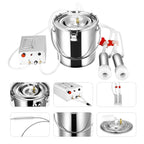 seaan milking machine for cows 7l pulsating cow milker rechargeable electric automatic with 2 teat cups pulsation vacuum pump stainless steel bucket 7l (5200mah lithium battery)