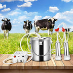 seaan milking machine for cows 7l pulsating cow milker rechargeable electric automatic with 2 teat cups pulsation vacuum pump stainless steel bucket 7l (5200mah lithium battery)