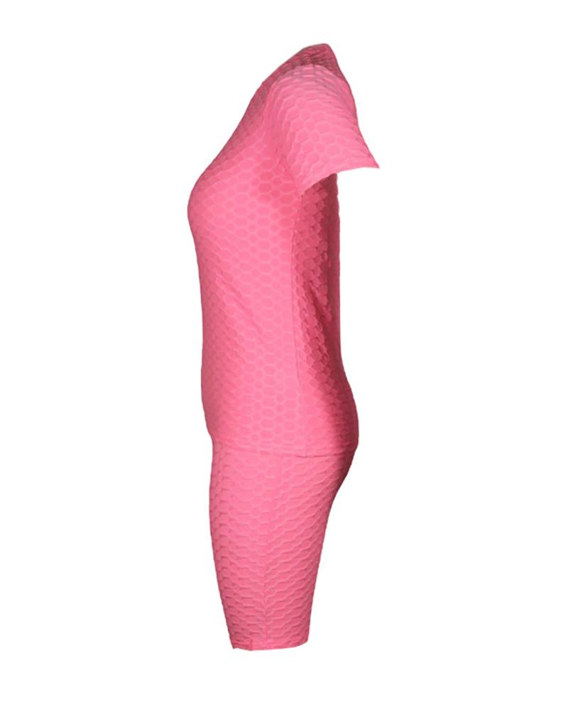 bubble textured short sleeve butt lifting active sets