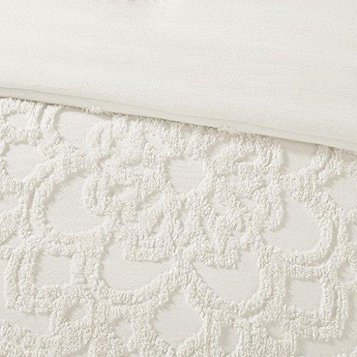 Gracie Mills Laetitia 3-Piece Cotton Chenille Medallion Duvet Cover Set Ivory Full/Queen off-White - MP12-5978