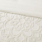 Gracie Mills Laetitia 3-Piece Cotton Chenille Medallion Duvet Cover Set Ivory Full/Queen off-White - MP12-5978