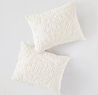 Gracie Mills Laetitia 3-Piece Cotton Chenille Medallion Duvet Cover Set Ivory Full/Queen off-White - MP12-5978