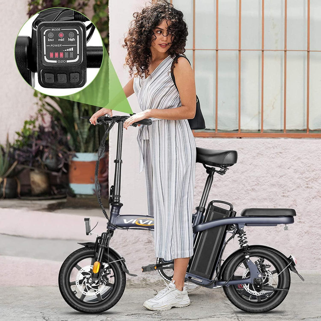 Vivi 14" Folding Electric Bike for Adults, 350W Motor Ebike, with Removable 48V 20Ah Lithium-Ion Battery, Adults Electric Bicycle for Daily Cruises, Commutes