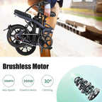 Vivi 14" Folding Electric Bike for Adults, 350W Motor Ebike, with Removable 48V 20Ah Lithium-Ion Battery, Adults Electric Bicycle for Daily Cruises, Commutes