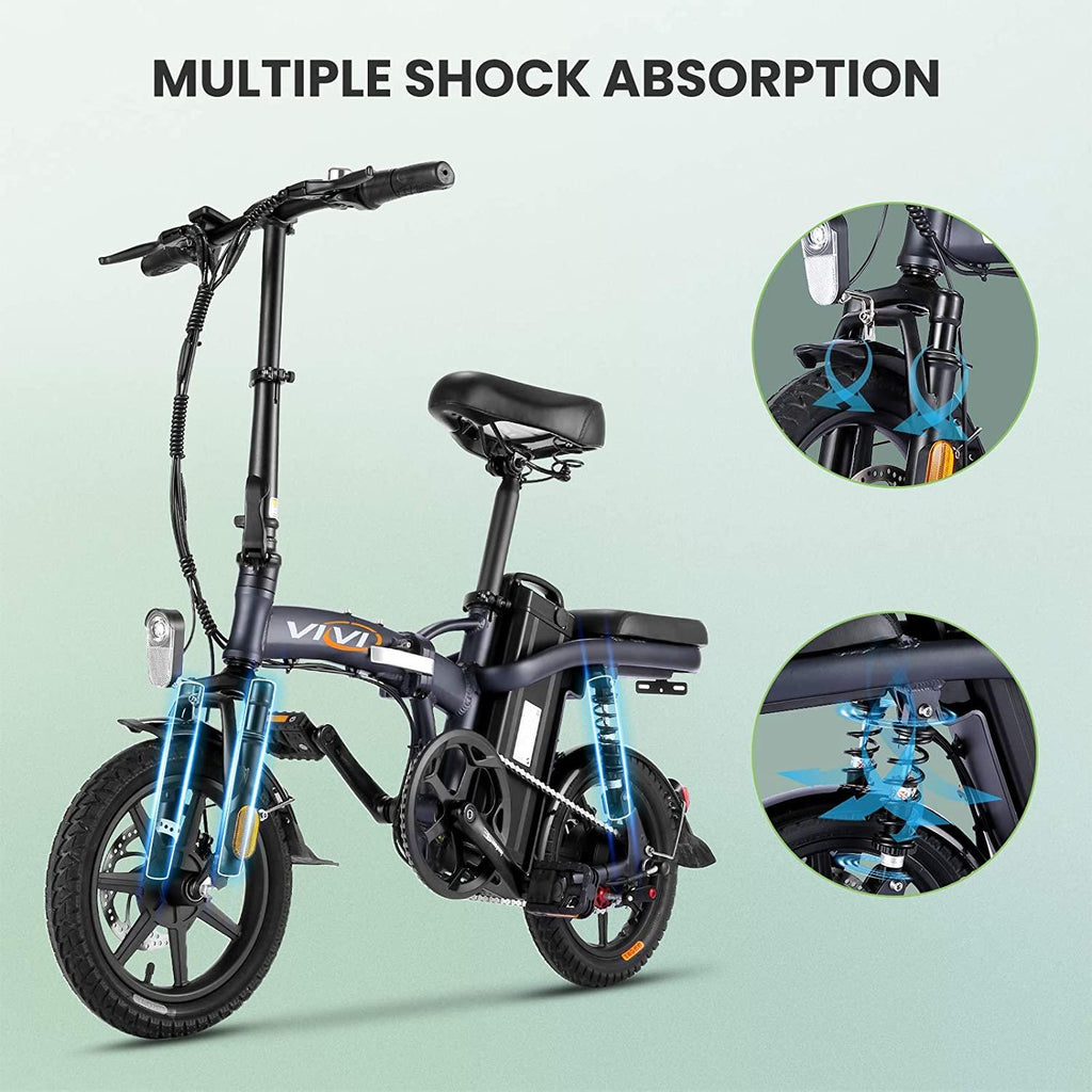 Vivi 14" Folding Electric Bike for Adults, 350W Motor Ebike, with Removable 48V 20Ah Lithium-Ion Battery, Adults Electric Bicycle for Daily Cruises, Commutes