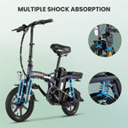 Vivi 14" Folding Electric Bike for Adults, 350W Motor Ebike, with Removable 48V 20Ah Lithium-Ion Battery, Adults Electric Bicycle for Daily Cruises, Commutes