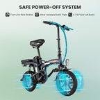 Vivi 14" Folding Electric Bike for Adults, 350W Motor Ebike, with Removable 48V 20Ah Lithium-Ion Battery, Adults Electric Bicycle for Daily Cruises, Commutes