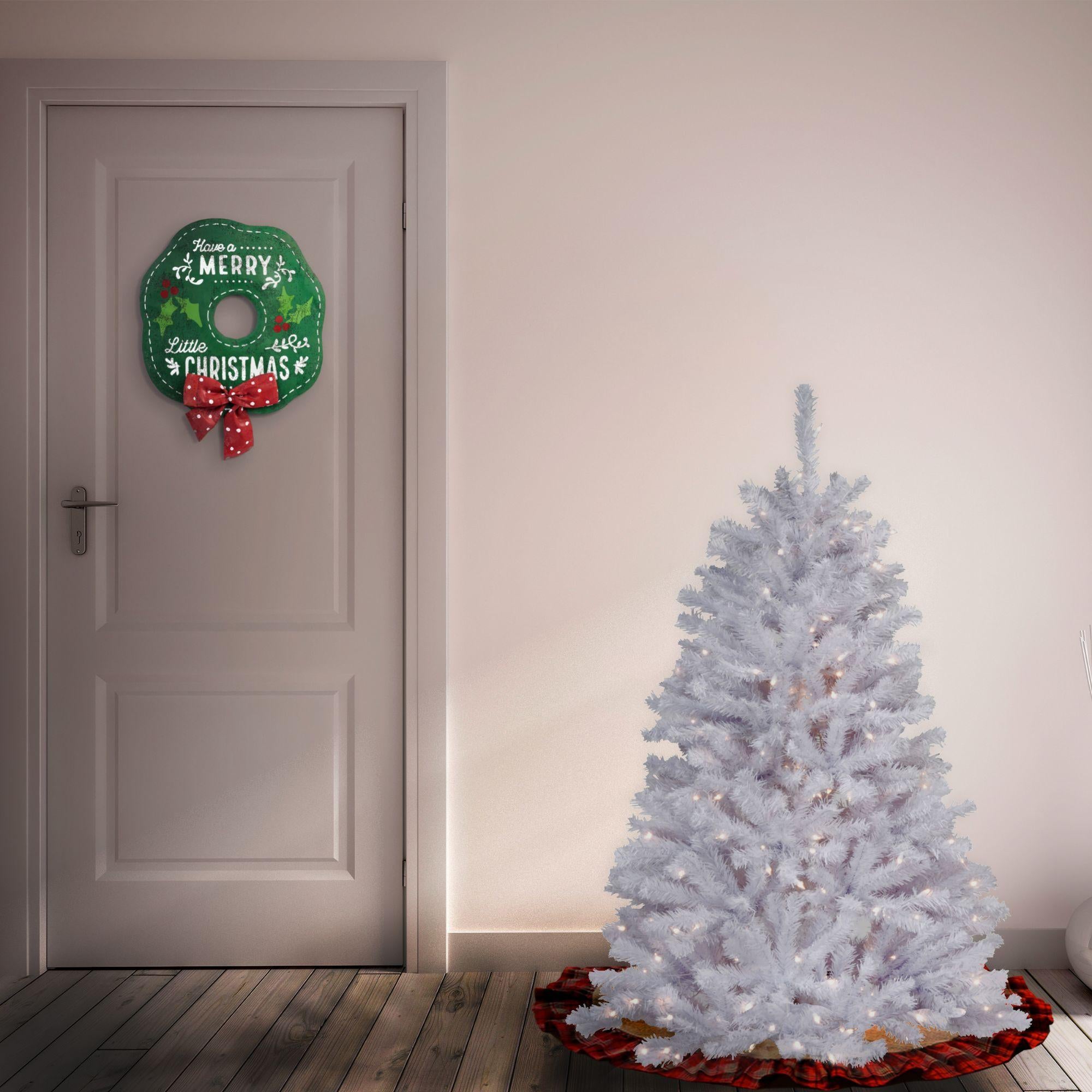 4.5’ Pre-Lit North Valley White Spruce Artificial Christmas Tree - Clear Lights